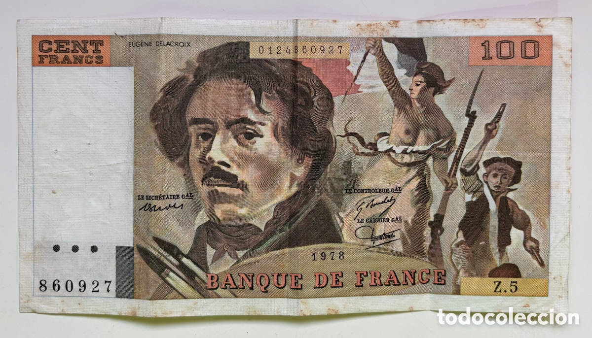 Billetes extranjeros: Billete FRANCIA 100 Francos 1978