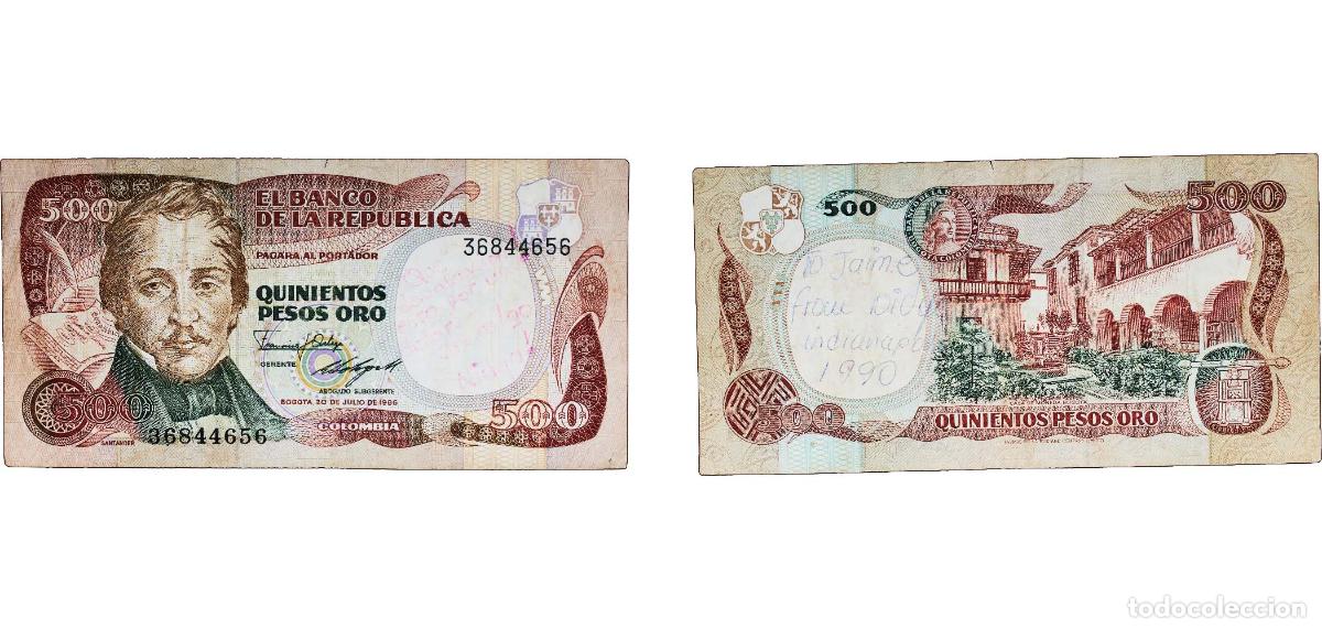 Notas Internacionais: Colombia Republic 1986 500 Pesos Oro Paper VF P 431