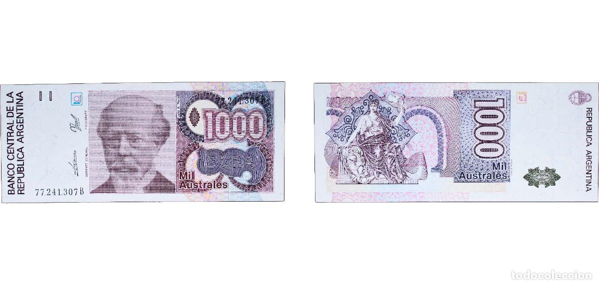 International Banknotes: Argentina Federal Republic 1988 1000 Australes Paper UNC P 329 Bottero 2853 to 2863