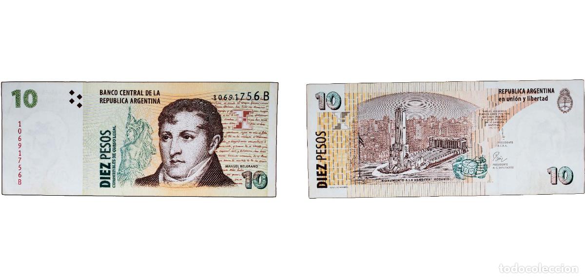 International Banknotes: Argentina Federal Republic 2000 10 Pesos (Convertibles de Curso Legal 2nd issue) Paper XF P 348 Bot