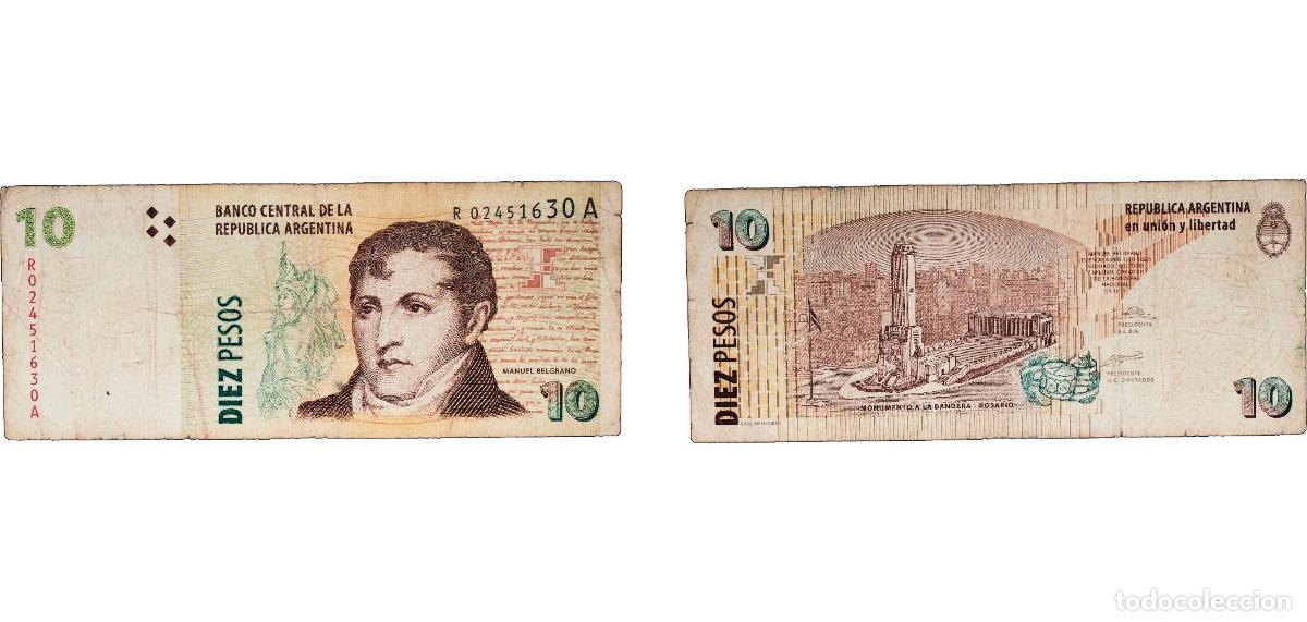 Billets internationaux: Argentina Federal Republic 2000 10 Pesos (Convertibles de Curso Legal 2nd issue) Paper VF P 348 Bot