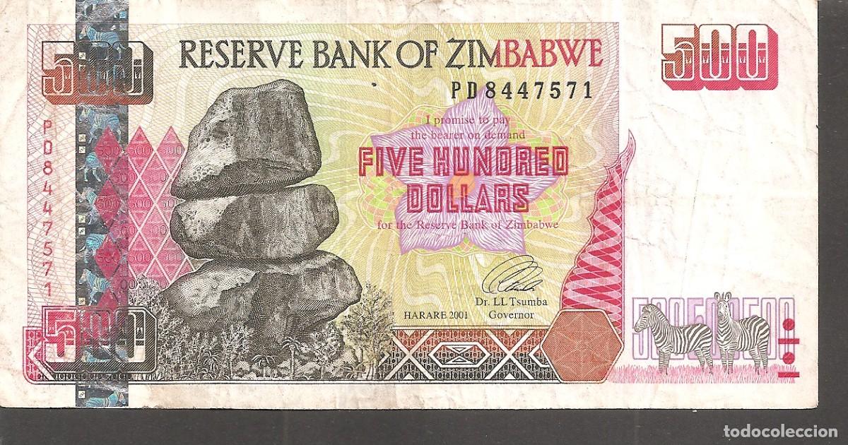 Billetes extranjeros: ZIMBABWE 500 DOLLARS 2001 - Foto 1