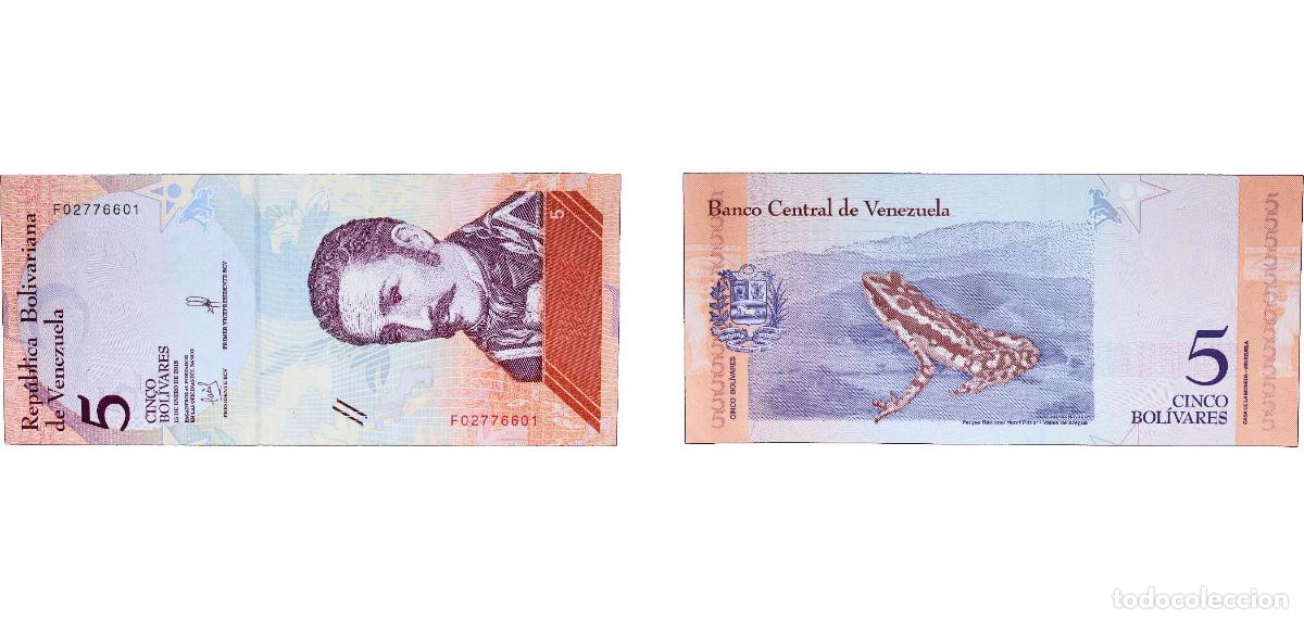 Billets internationaux: Venezuela Bolivarian Republic 2018 5 Bol&iacute;vares Paper UNC P 102 NCV bbcv5bss