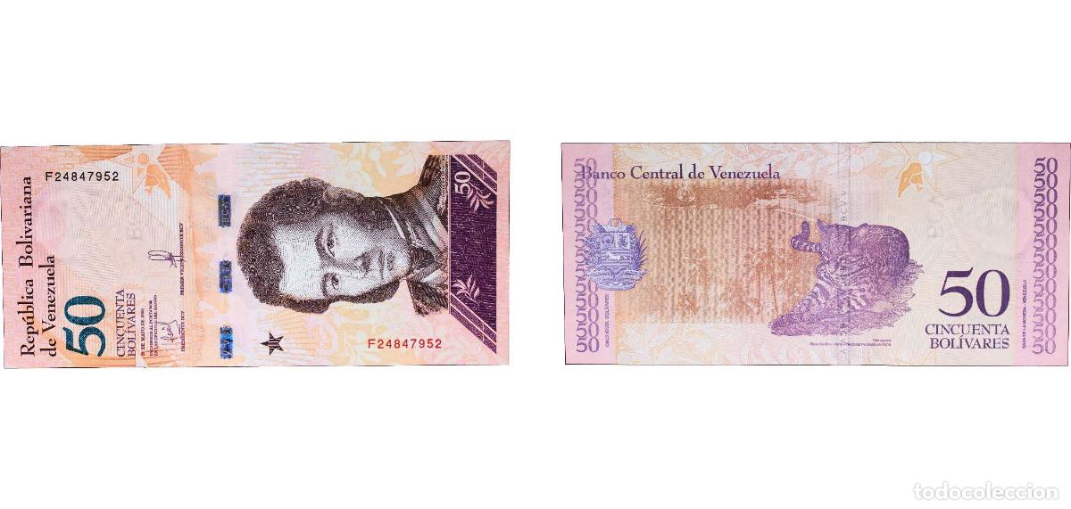 Notas Internacionais: Venezuela Bolivarian Republic 2018 50 Bol&iacute;vares Paper UNC P 105 NCV bbcv50bss