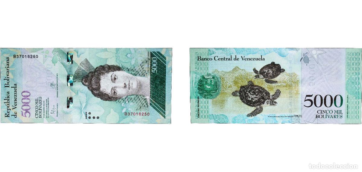 Notas Internacionais: Venezuela Bolivarian Republic 2016 5000 Bol&iacute;vares Paper UNC P 97 NCV bbcv5000bsf