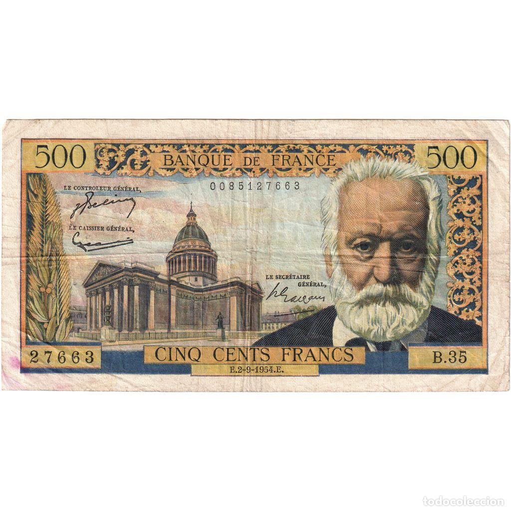 Billetes extranjeros: [#1296590] Francia, 500 Francs, Victor Hugo, 1954-09-02, B.35, BC+