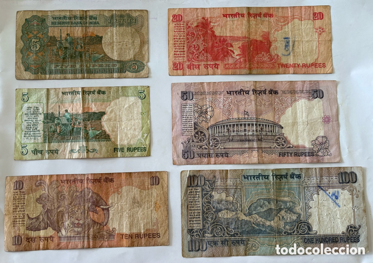 Billetes extranjeros: India - Billetes de rupias - Foto 2