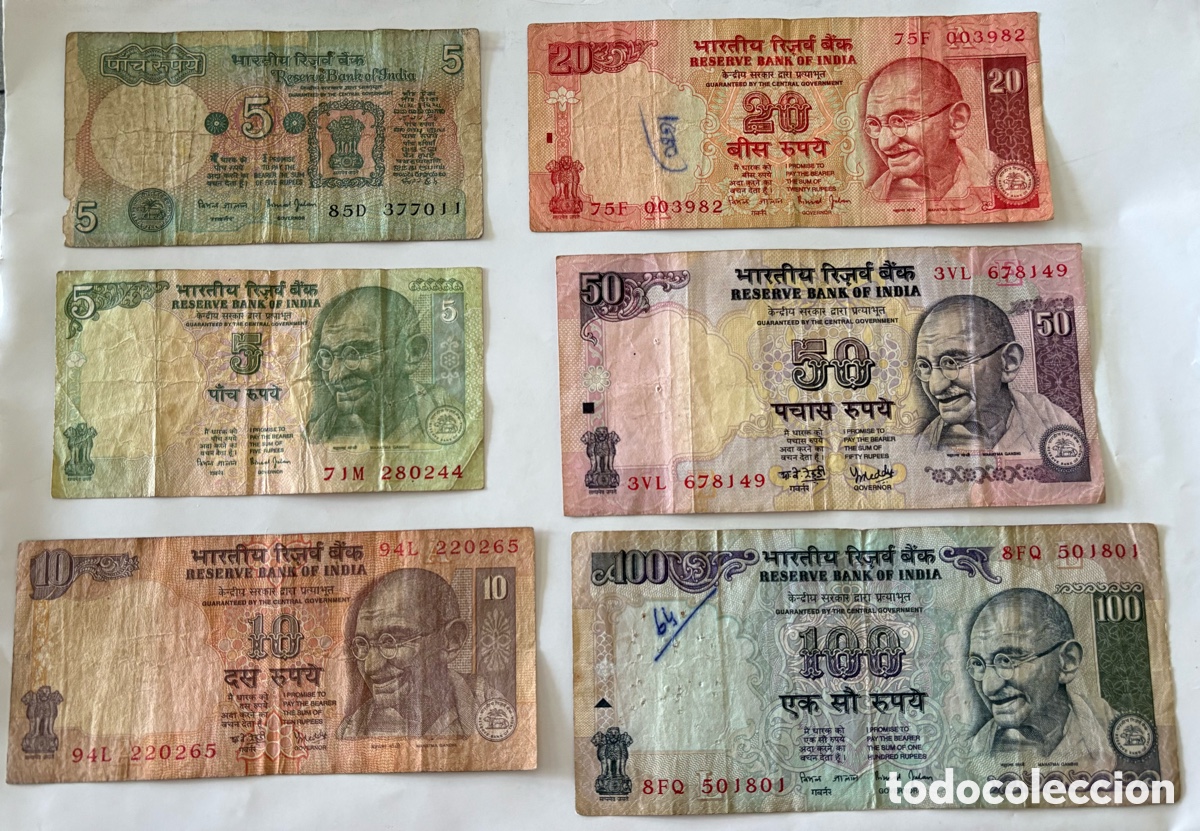 Billetes extranjeros: India - Billetes de rupias - Foto 1