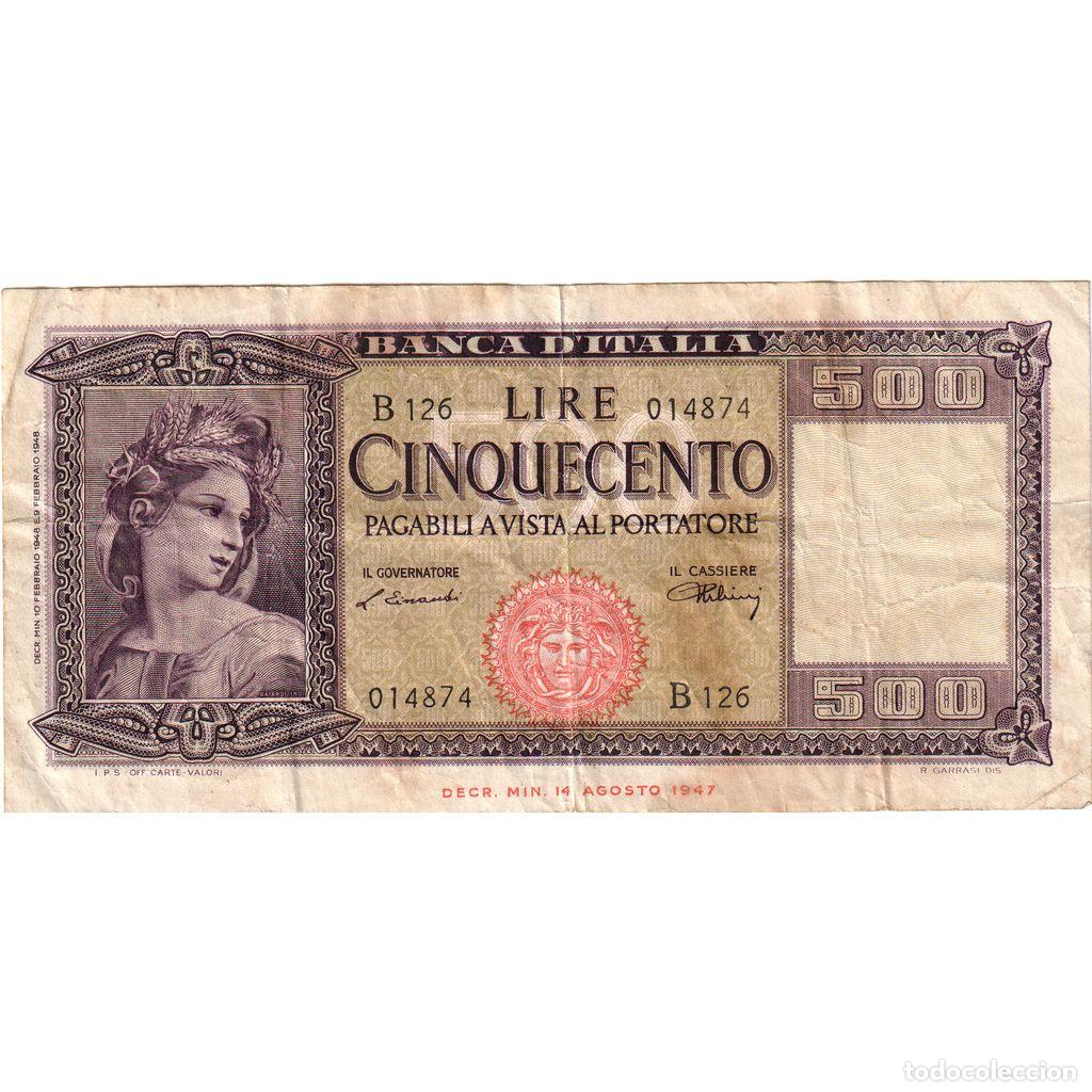 International Banknotes: [#1296608] Italia, 500 Lire, 1947-08-14, BC+