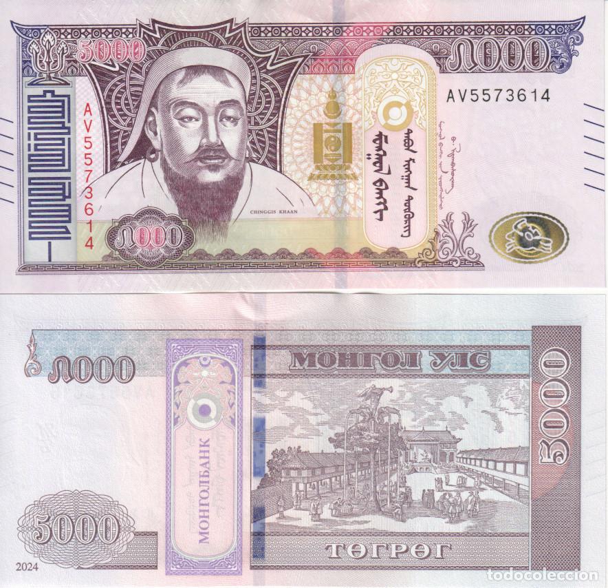 Billetes extranjeros: Mongolia 5000 tugrik del 2024 Pick W 76 SC/UNC - Foto 1