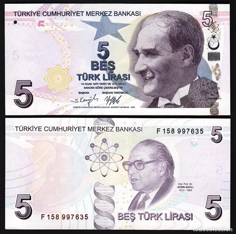 Billetes extranjeros: TURQUIA 5 Liras 2009 (2022) SC / UNC Turqu&iacute;a Pick 222f