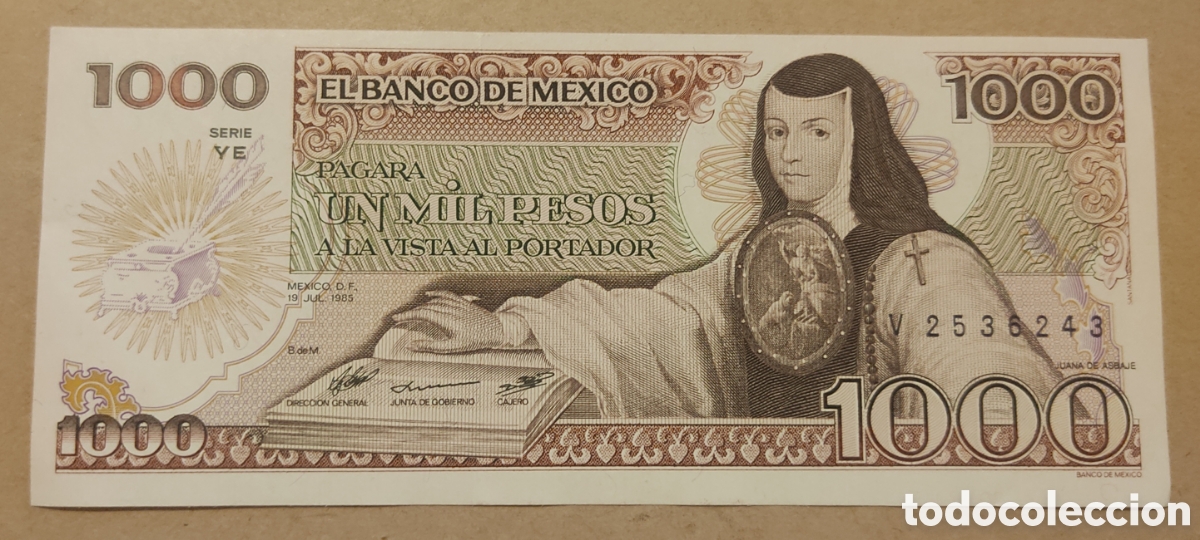 Billetes extranjeros: M&eacute;xico 1000 pesos 1985 sin circular - Foto 1