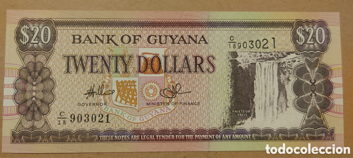 Billetes extranjeros: Guyana 20 d&oacute;lares sin circular - Foto 1