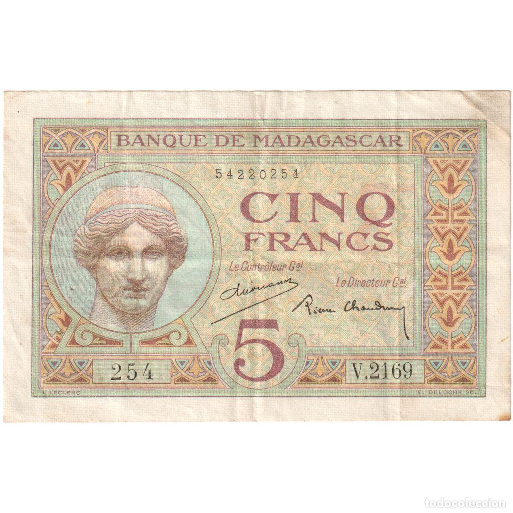 Billetes extranjeros: [#232954] Madagascar, 5 Francs, MBC - Foto 1
