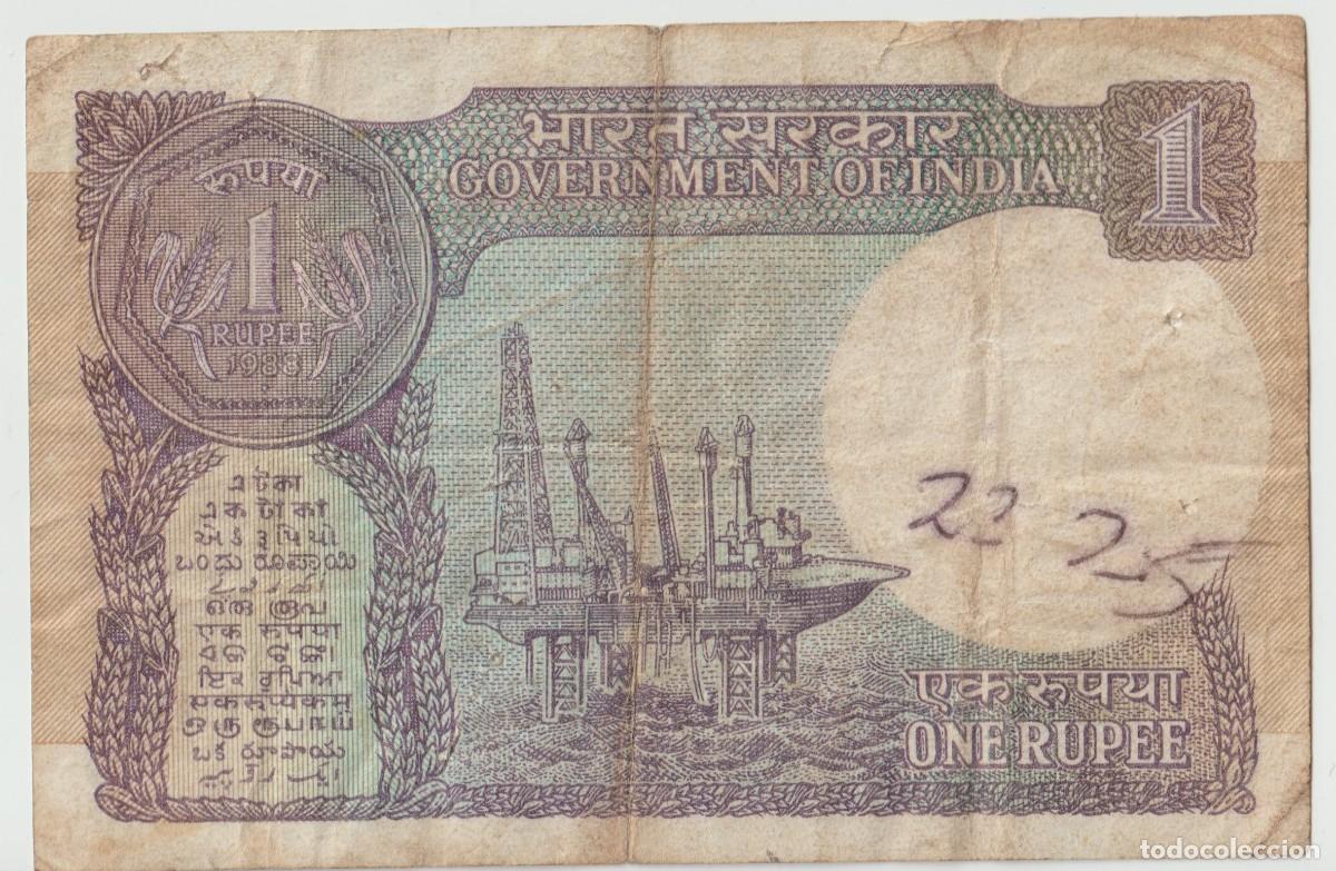 Billetes extranjeros: Billete India, 1988, 1 Rupia - Foto 2