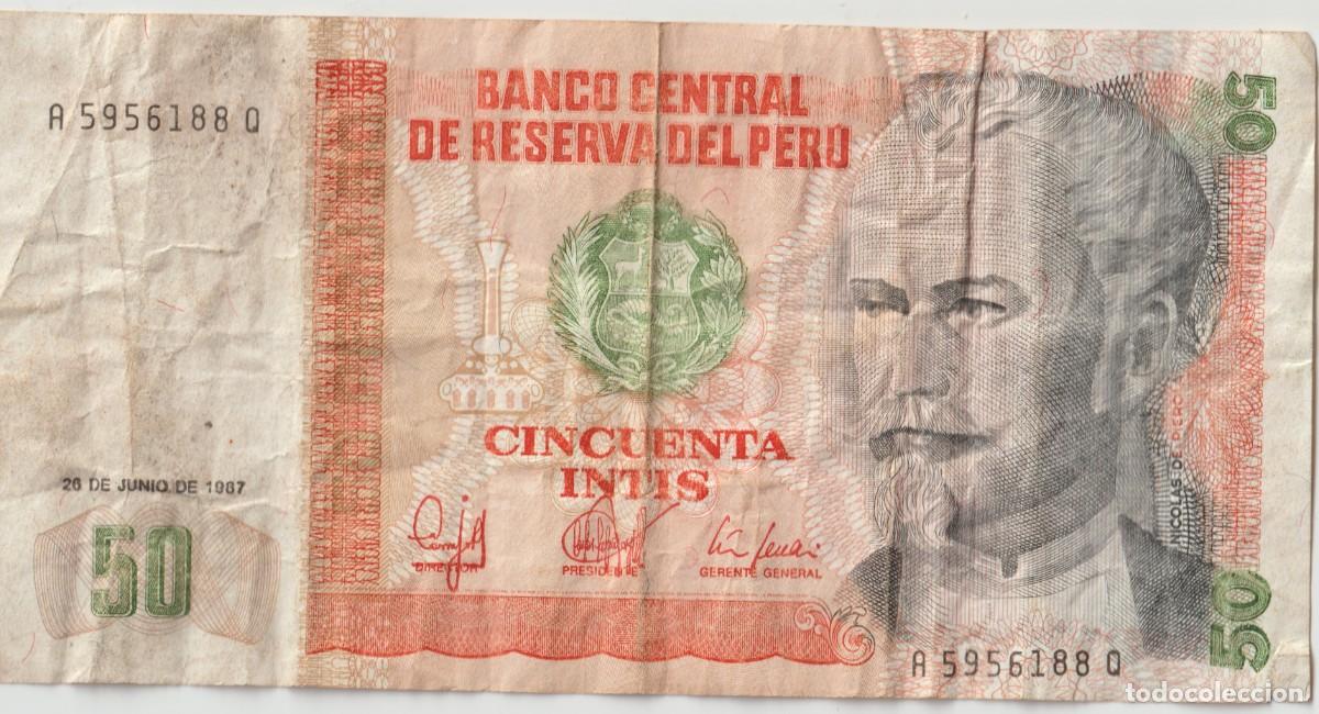 Billetes extranjeros: Billete Per&uacute;, 1987, 50 Intis - Foto 1