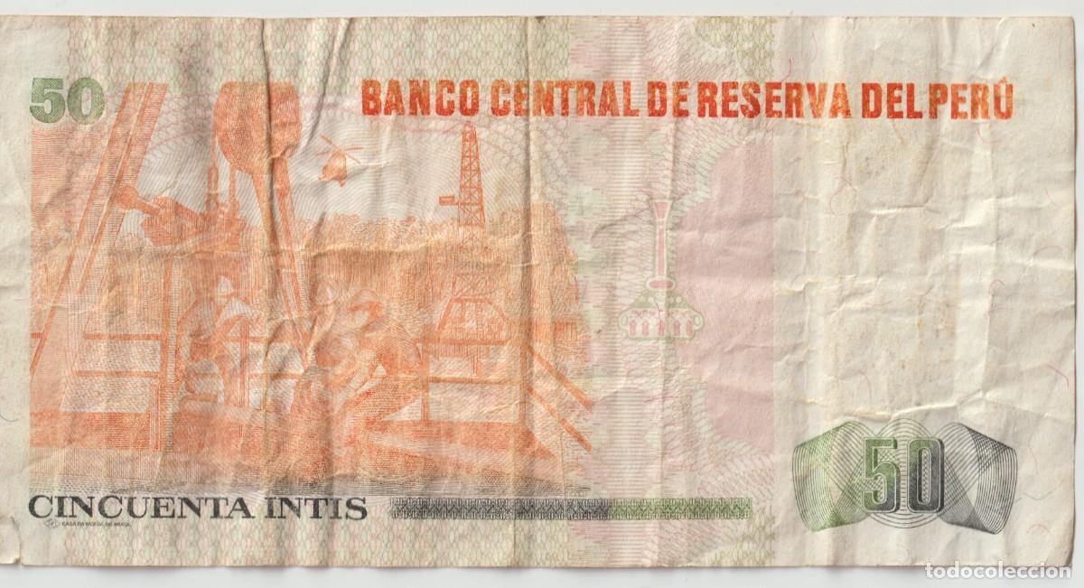 Billetes extranjeros: Billete Per&uacute;, 1987, 50 Intis - Foto 2