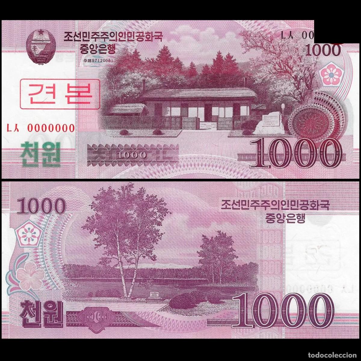 Billetes extranjeros: COREA DEL NORTE - 1000 WON DE 2009 - SIN CIRCULAR - SPECIMEN - Foto 1