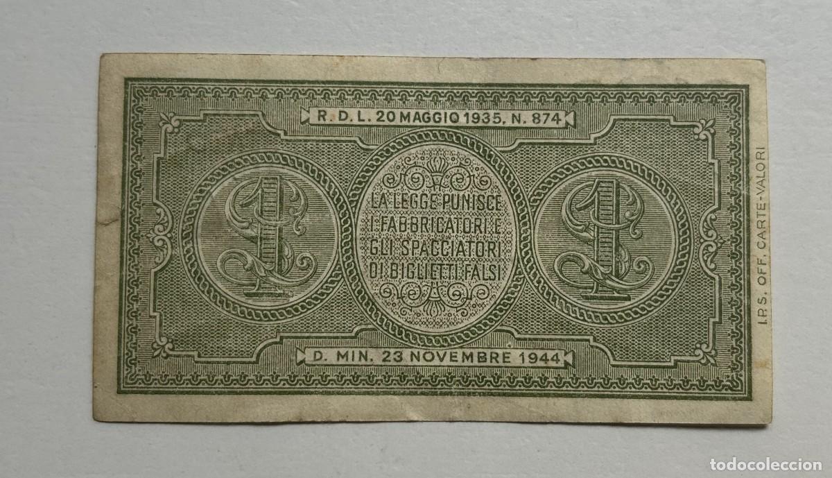 Billetes extranjeros: 1 LIRA 1944 ITALIA.. - Foto 2