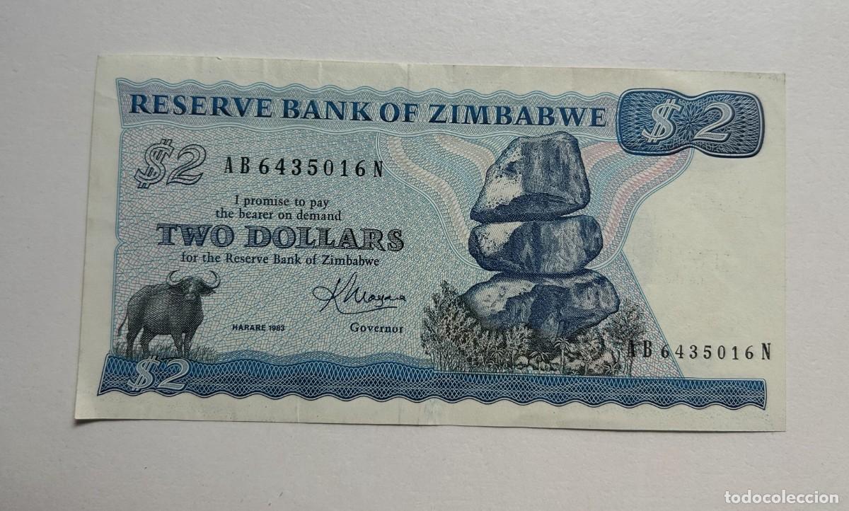 Billetes extranjeros: 2 DOLARES 1983 ZIMBABWE. MBC / VF - Foto 1