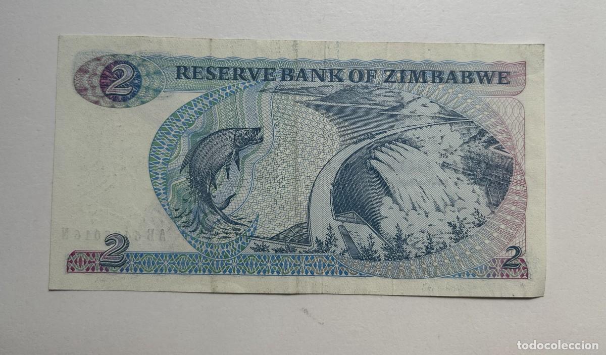 Billetes extranjeros: 2 DOLARES 1983 ZIMBABWE. MBC / VF - Foto 2