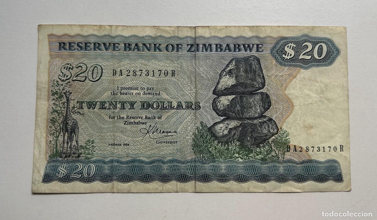 Billetes extranjeros: 20 DOLARES 1983 ZIMBABWE. MBC / VF - Foto 1