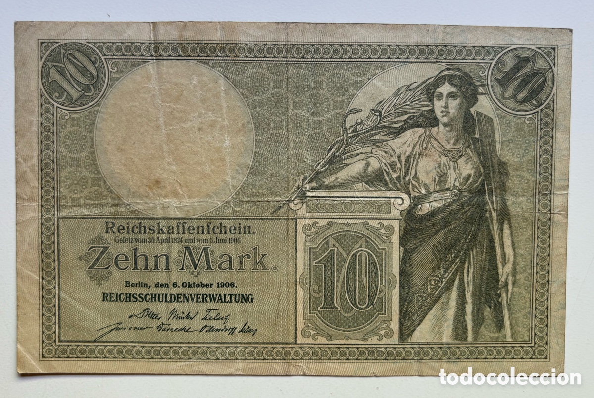 Banconote internazionali: Billete ALEMANIA 10 Marcos 1906. Mark