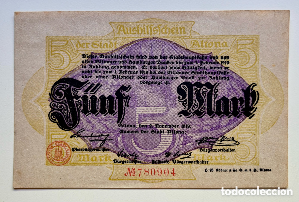 Banconote internazionali: Billete ALEMANIA 5 Marcos 1918 SC- Mark