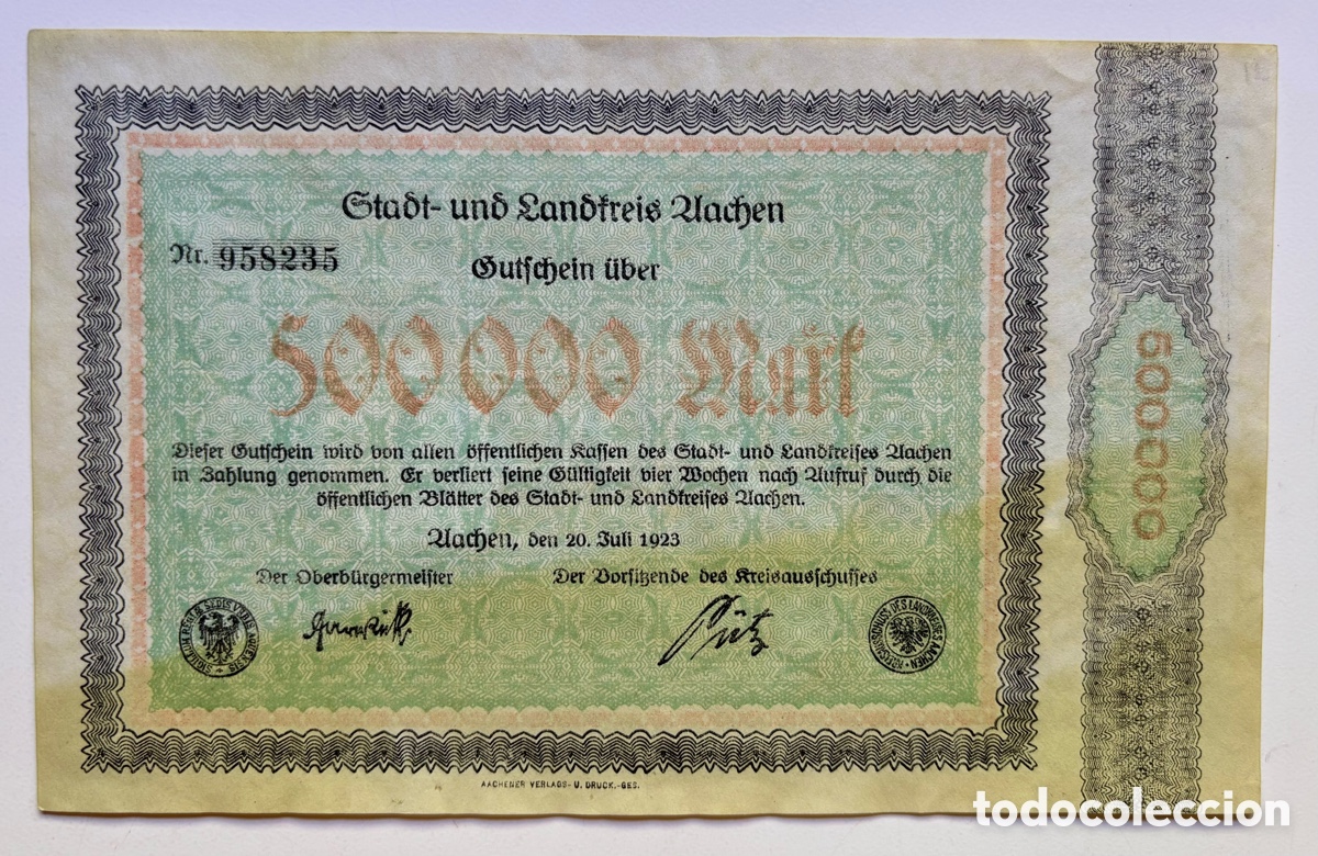 Billetes extranjeros: Billete ALEMANIA 500000 Marcos 1923 SC- . Mark