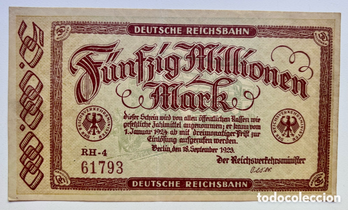 Billetes extranjeros: Billete ALEMANIA 50000000 Marcos 1923 . 50 Millones Mark