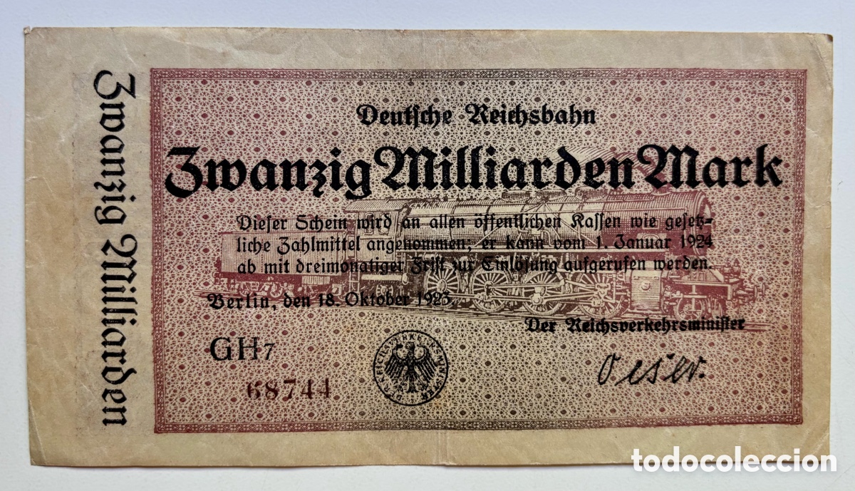Billetes extranjeros: Billete ALEMANIA 20000 Millones Marcos 1923. Mark. 20000000000