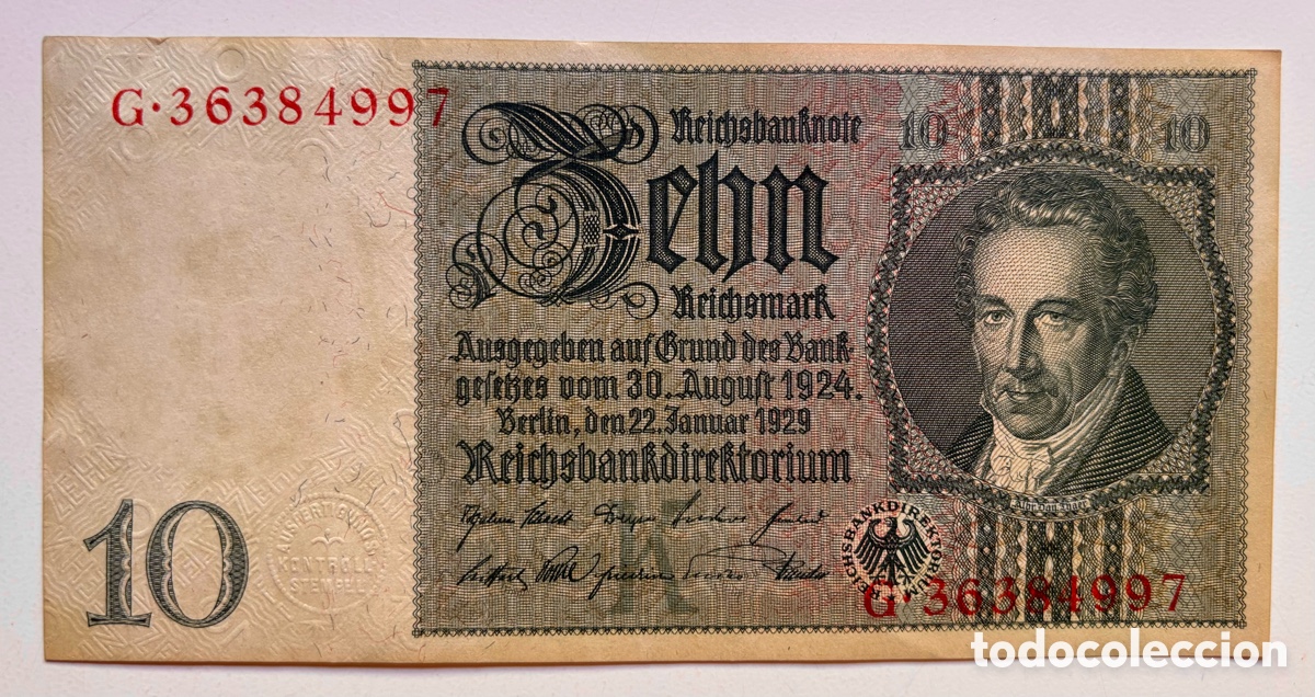 Internationale Banknoten: Billete ALEMANIA 10 Marcos 1929 SC- . Mark