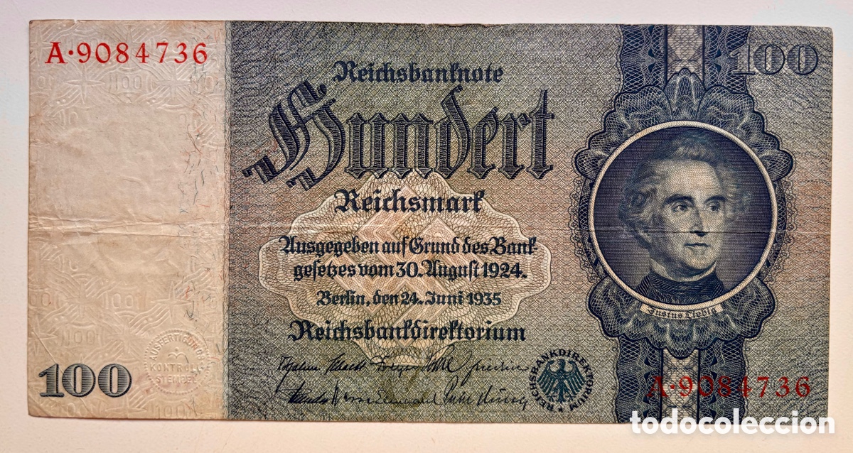Billetes extranjeros: Billete ALEMANIA 100 Marcos 1935. Mark