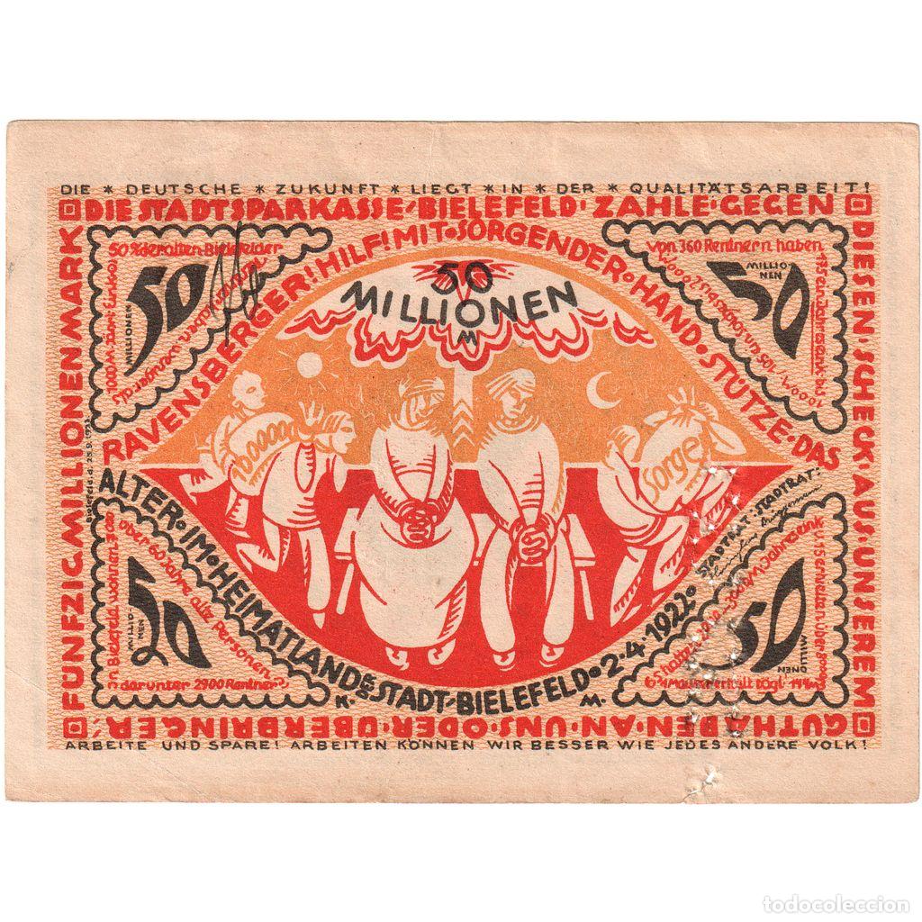Billets internationaux: [#293524] Alemania, Bielefeld, 50 Millionen Mark, 1922-04-02, MBC, Grabowski:83
