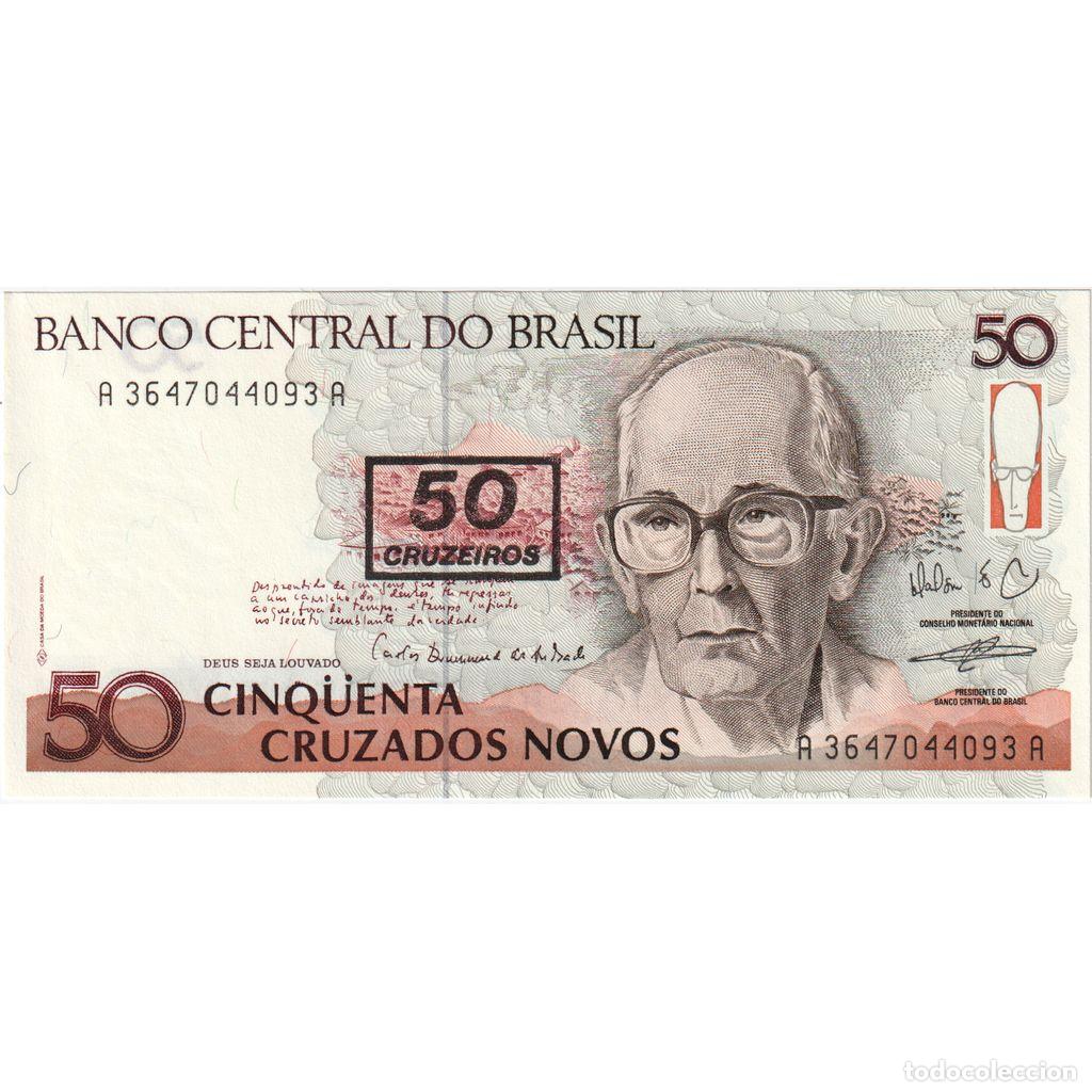 Banconote internazionali: [#233333] Brasil, 50 Cruzeiros on 50 Cruzados Novos, UNdated (1990), SC