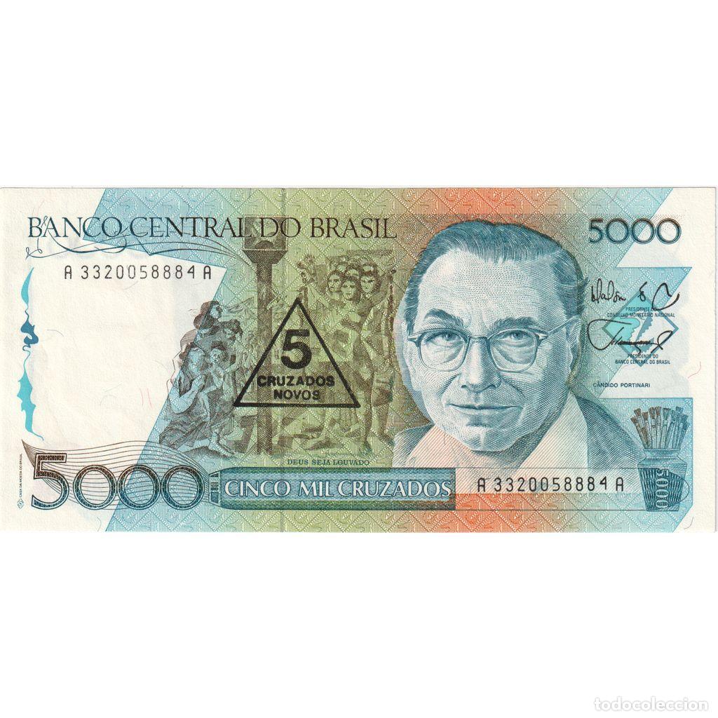 International Banknotes: [#233347] Brasil, 5 Cruzados Novos on 5000 Cruzados, MBC
