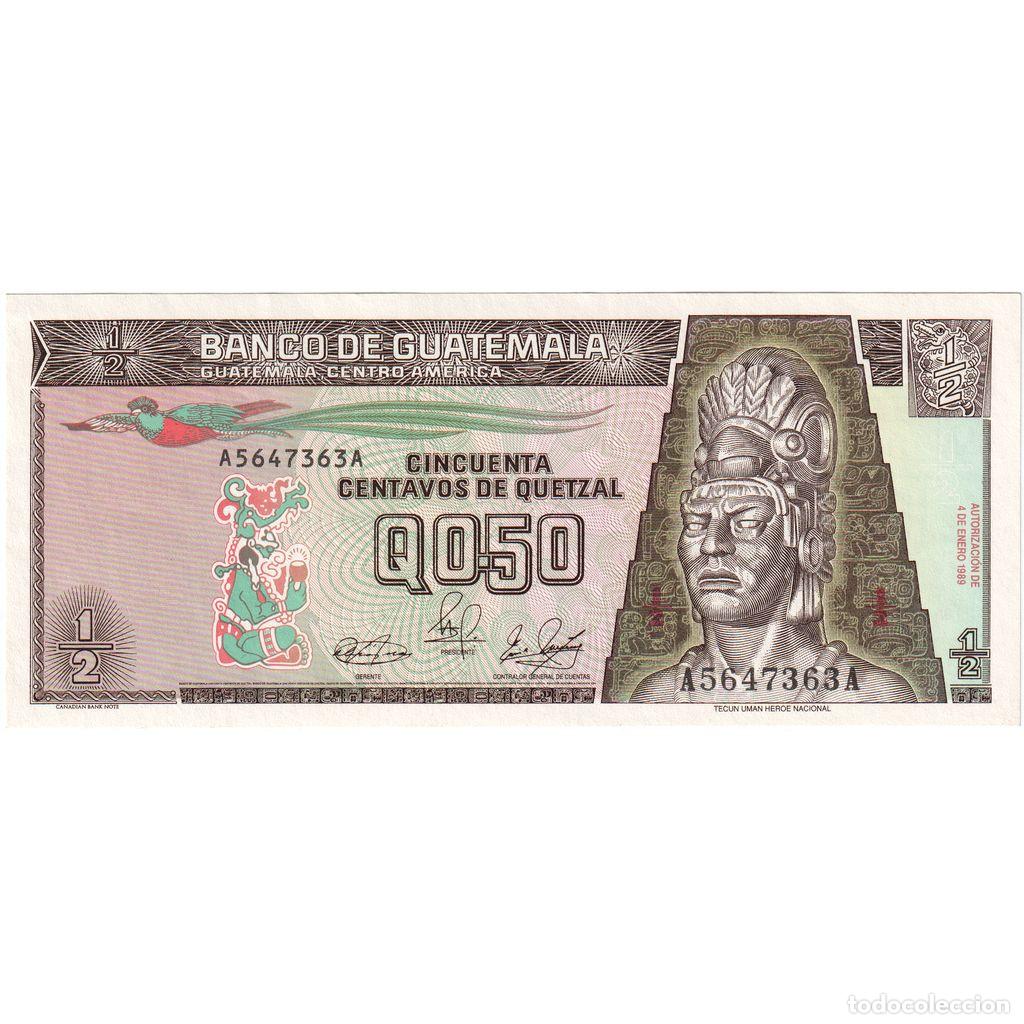 Notas Internacionais: [#233373] Guatemala, 1/2 Quetzal, 1989, UNC