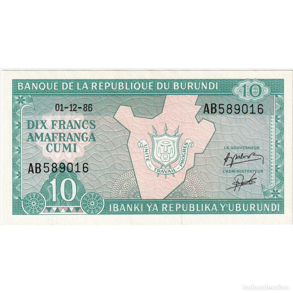 International Banknotes: [#233492] Burundi, 10 Francs, 01-12-86, UNC