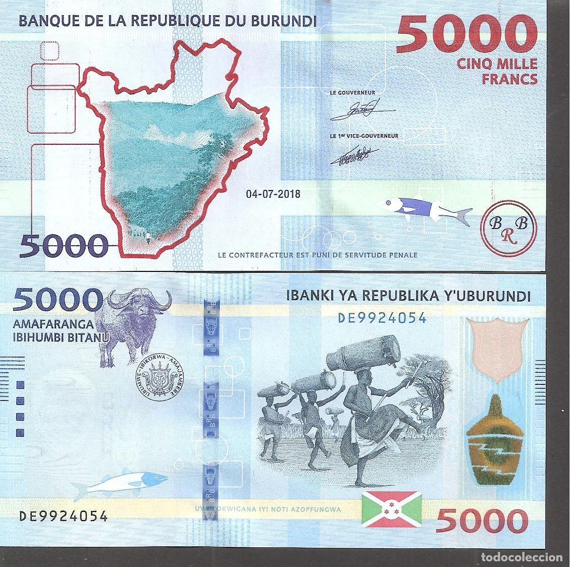 Billetes extranjeros: BURUNDI 5000 FRANCOS 2018 SC/UNC - Foto 1