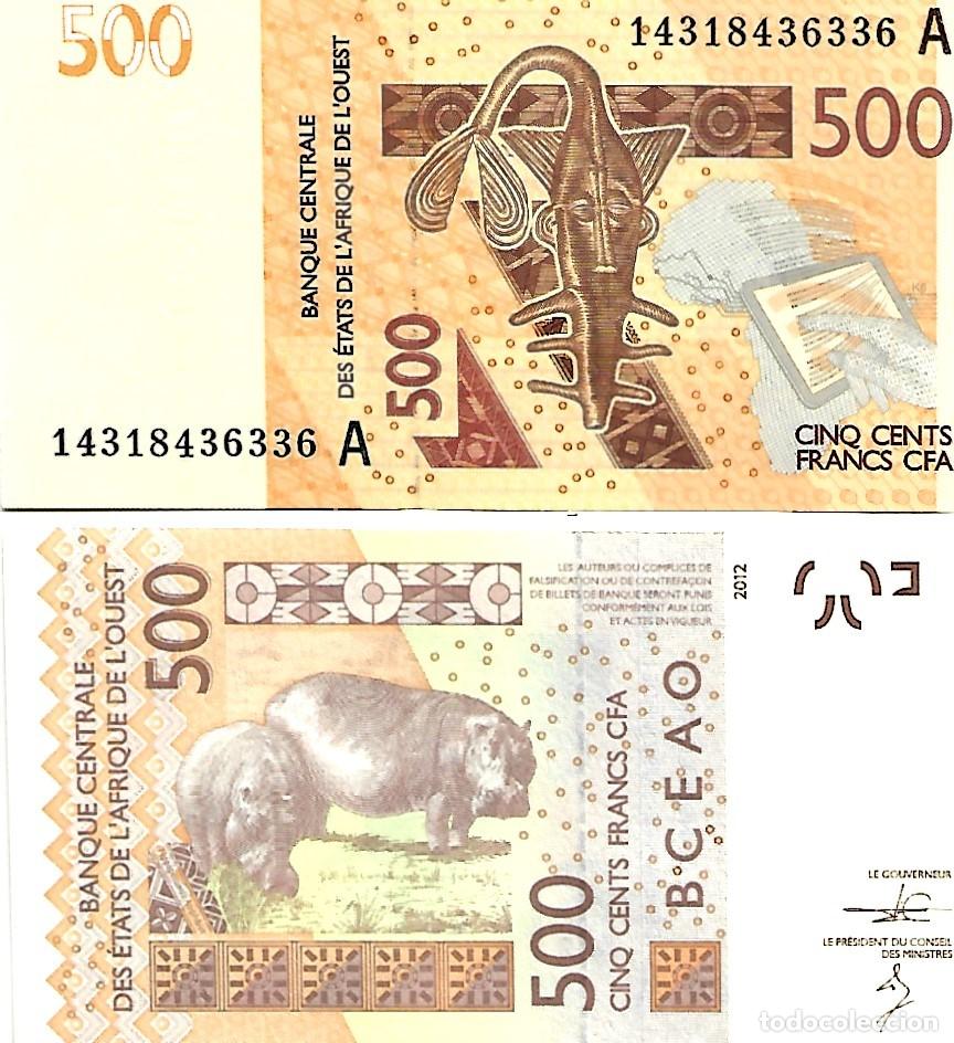 Internationale Banknoten: 2 BILLETES DEL MUNDO AFRICA ESTADOS AFRICA L OUEST 500 FRANCOS N. 14316254754A-55PLANCHA