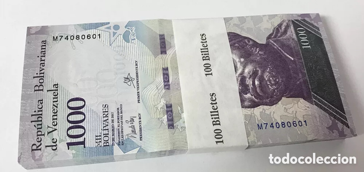 Billetes extranjeros: Taco x 100 Billetes VENEZUELA 1000 Bolivares 2017 SC. Bundle. Fajo