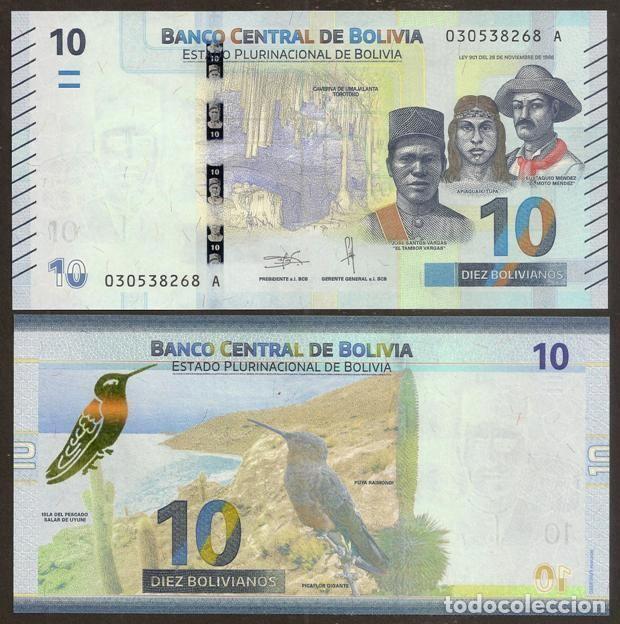 Billetes extranjeros: BOLIVIA. 10 bolivianos 2018. Pick 248. S/C.