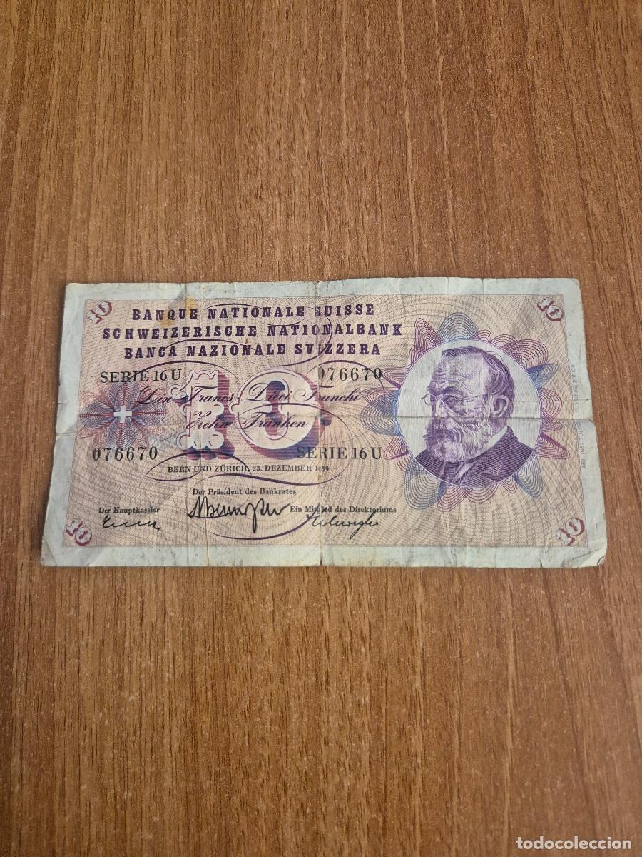 Internationale Banknoten: BILLETE ANTIGUO BANQUE NATIONALE SUISSE 10 FRANCS N&ordm; CAP Y CUA.