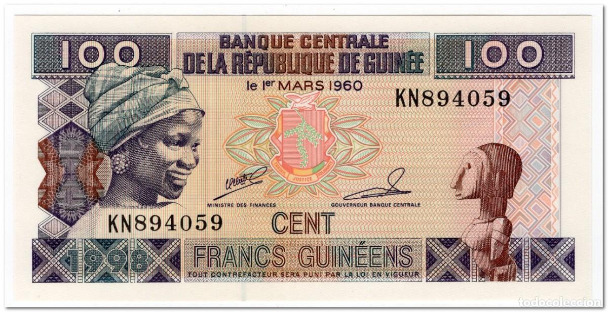 Billetes extranjeros: GUINEA,100 FRANCS,1998,P.35,UNC