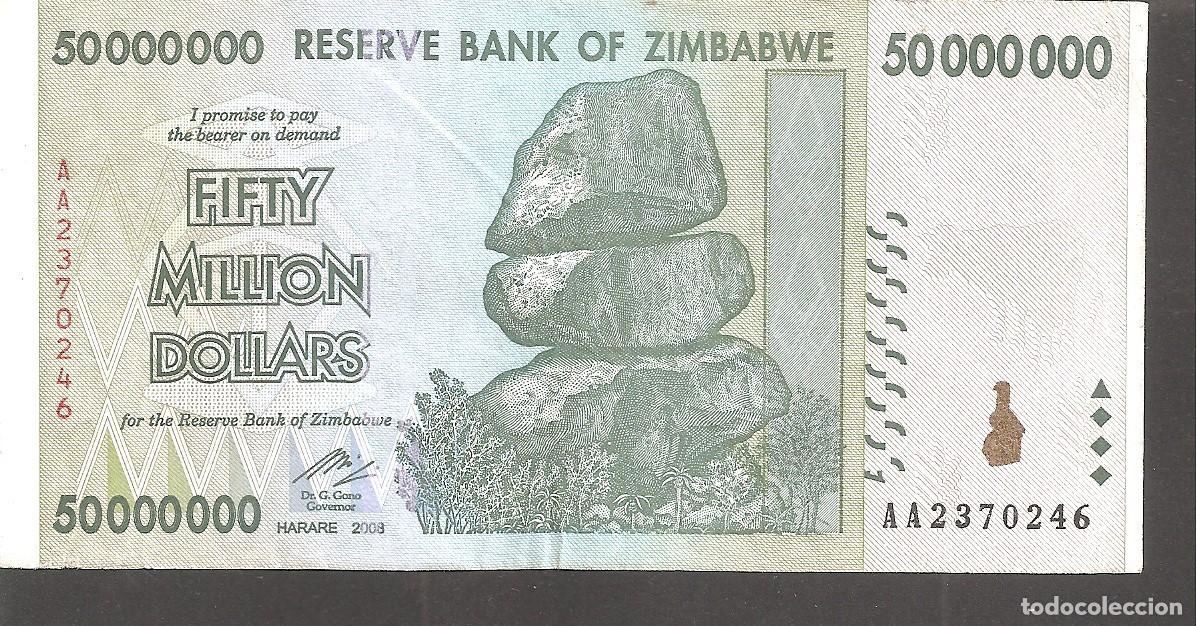 Billetes extranjeros: ZIMBABWE 50000000 DOLLARS 2008 50 MILLONES - Foto 1