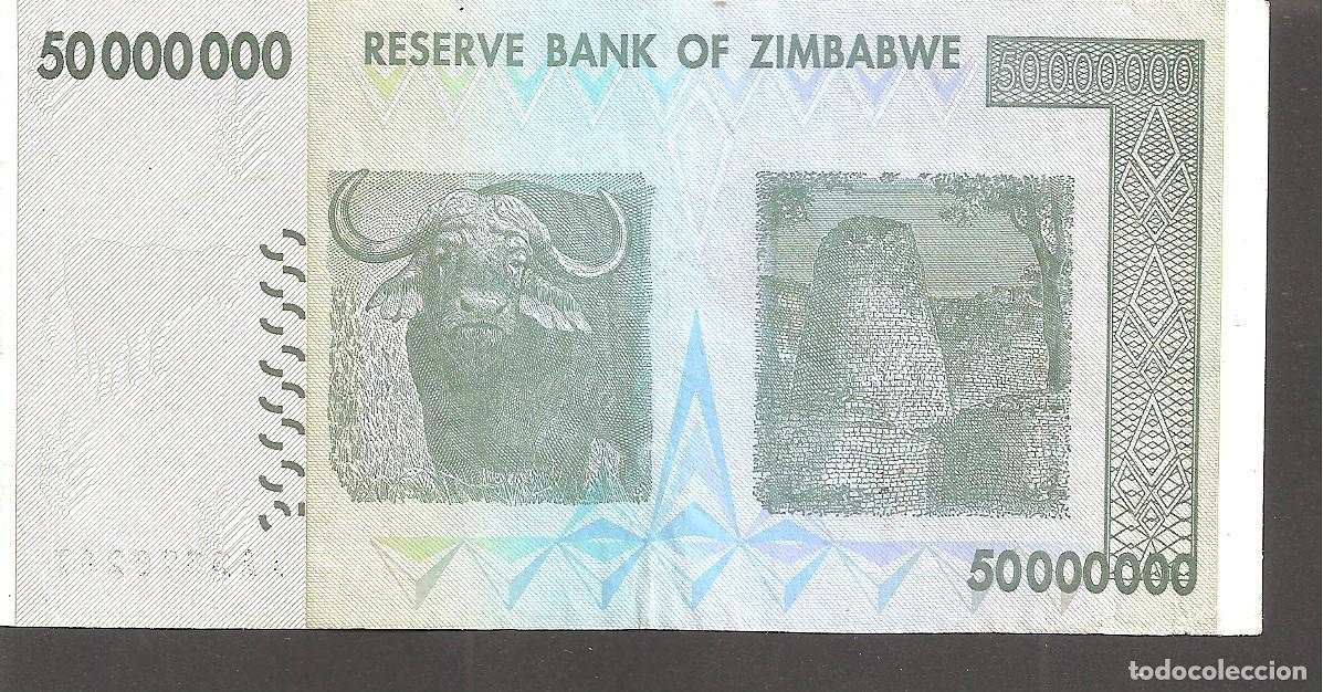 Billetes extranjeros: ZIMBABWE 50000000 DOLLARS 2008 50 MILLONES - Foto 2