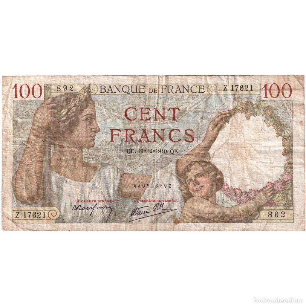 Billetes extranjeros: [#1296910] Francia, 100 Francs, Sully, 1940-12-19, Z.17621, BC