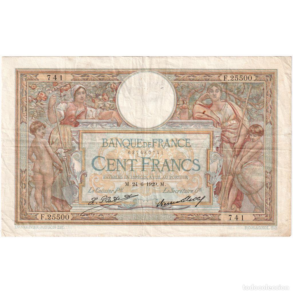 International Banknotes: [#1296898] Francia, 100 Francs, Luc Olivier Merson, 1929-06-24, F.25500, MBC