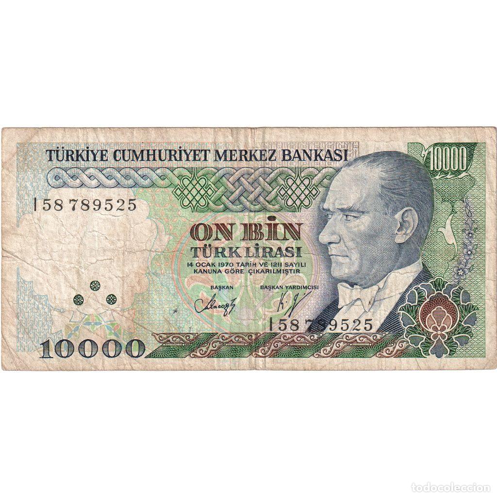 International Banknotes: [#1296936] Turqu&iacute;a, 10000 Lire, 1970-10-14, BC