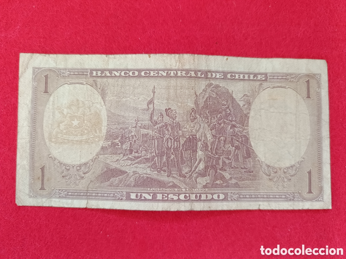 Billetes extranjeros: Billete 1 escudo Chile Circulado - Foto 2